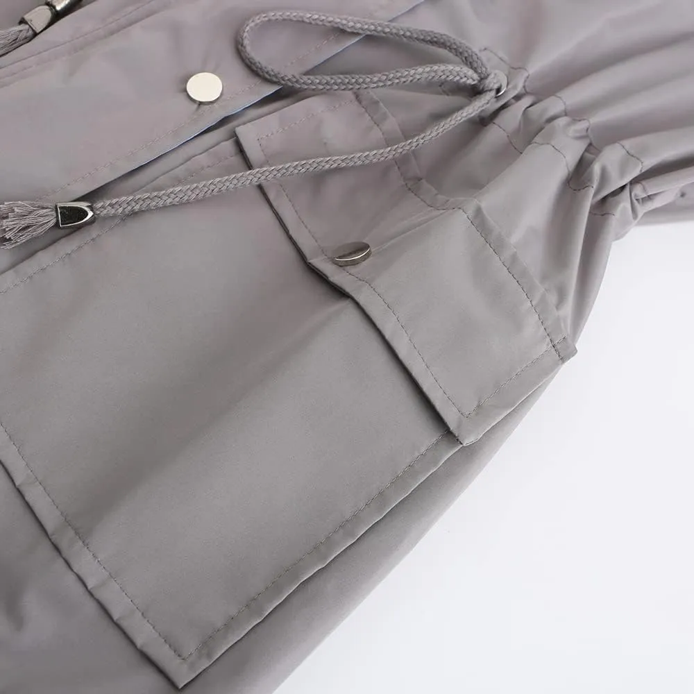 Womens Raincoat Windbreaker Waterproof Lightweight Lined Hooded Rain Jacket