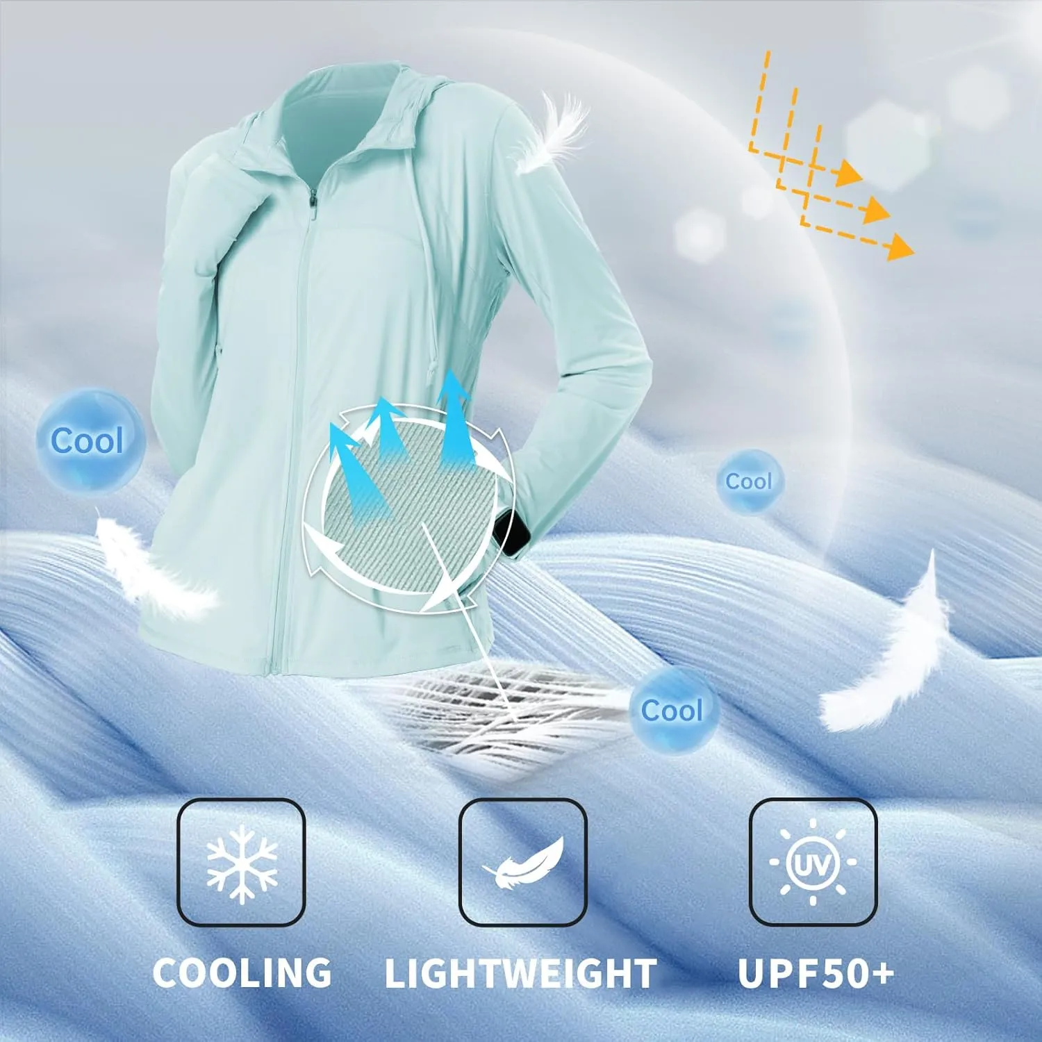 Womens Sun Protection Hoodie SPF Jacket Lightweight Full Zip Up Summer UV UPF 50  with Pockets Thumb Hole