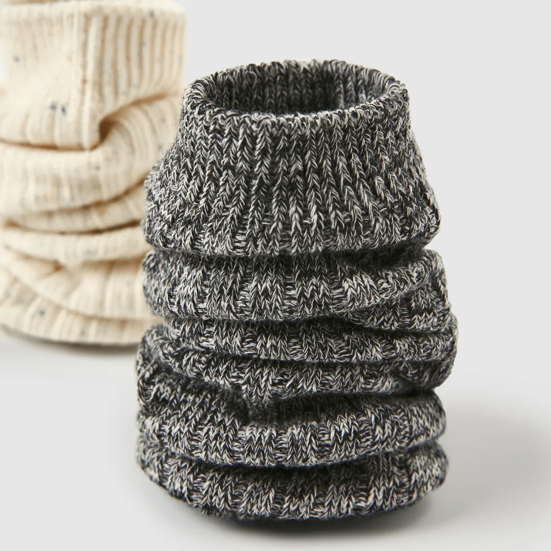 Women's Textured Lightweight Crew Socks - Gray with Black