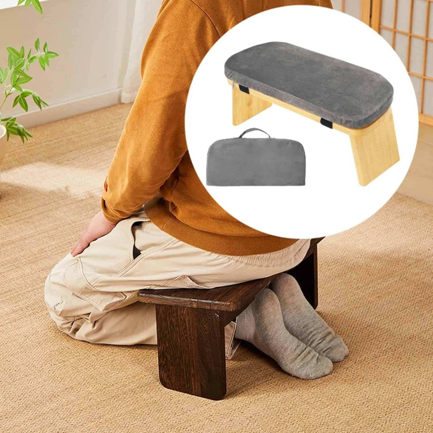Wooden Meditation Stool Stool Removable Compact Anti Slip Comfortable Ergonomic for Room Office Living Room Balcony