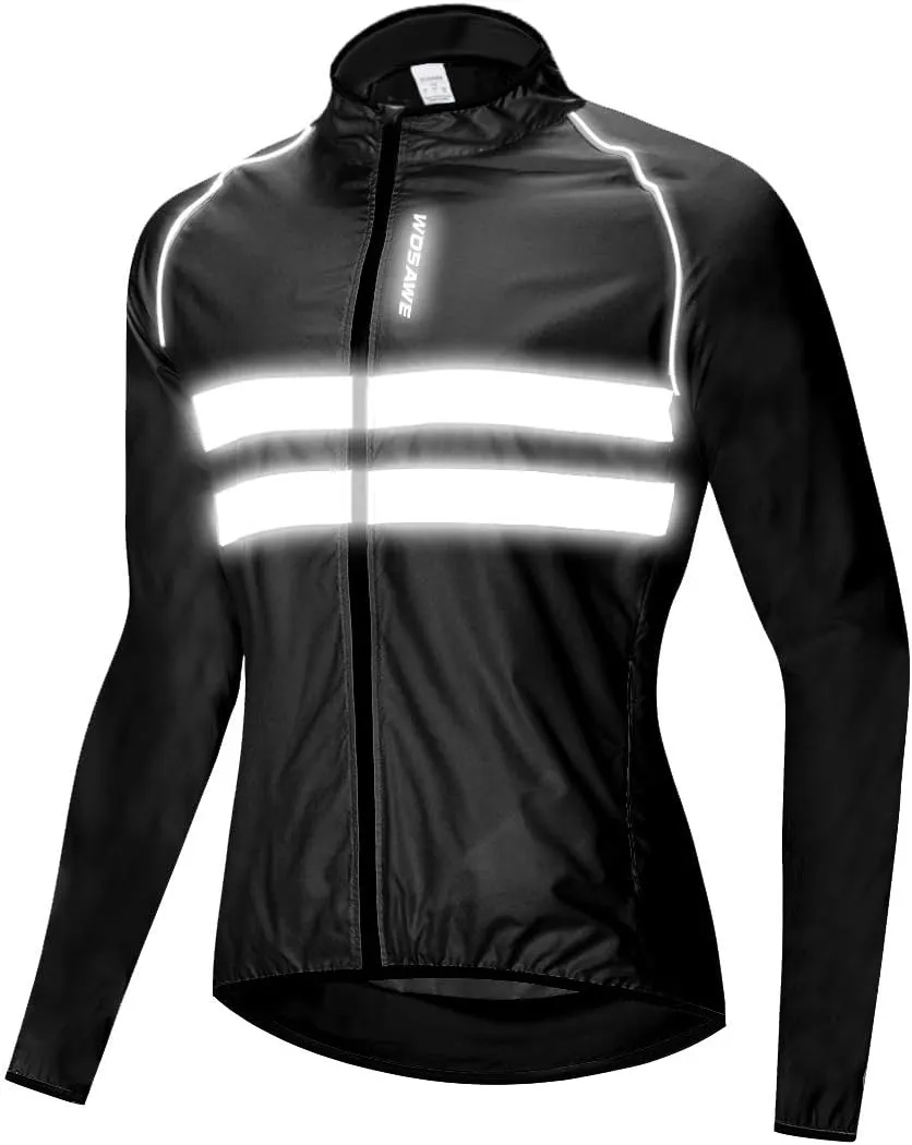 WOSAWE Packable Cycling Jacket Hooded Running Coat Lightweight Biking Windbreaker