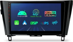 XTRONS Android 13 Car Stereo, 10.1 Inch Octa Core Touch Screen Car Radio, GPS Navigation Car Head Unit Support DSP Car Play Android Auto Global 4G LTE for Nissan Rogue X-Trail Qashqai