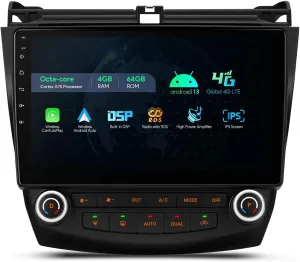 XTRONS Car Stereo for 2003 2004 2005 2006 2007 Honda Accord, Android 13 Octa Core 4GB 64GB Car Radio, 10.1 Inch IPS Touch Screen GPS Navigation for Car Head Unit Built-in 4G DSP Car Play Android Auto…