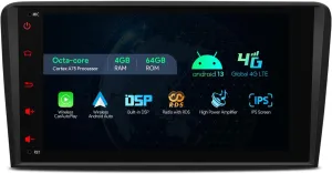 XTRONS Car Stereo for Audi A3 S3 RS3, Android 13 Octa Core 4GB 64GB Car Radio, 8 Inch IPS Touch Screen GPS Navigation for Car Bluetooth Head Unit, Built-in DSP Car Play Android Auto Support 4G LTE