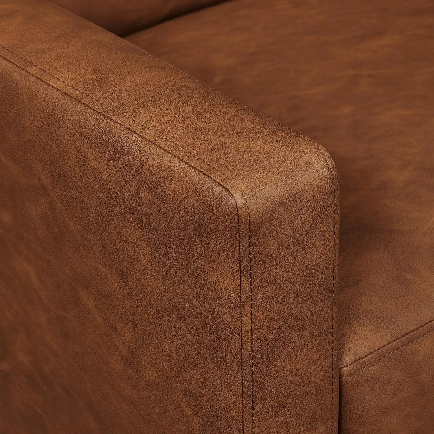 Yaheetech Faux Leather Recliner Sofa Mid-Century Modern Single Reclining Chair Adjustable Back & Footrest Tufted Upholstered Sofa with Pocket Spring Living Room Bedroom Home Theater Brown