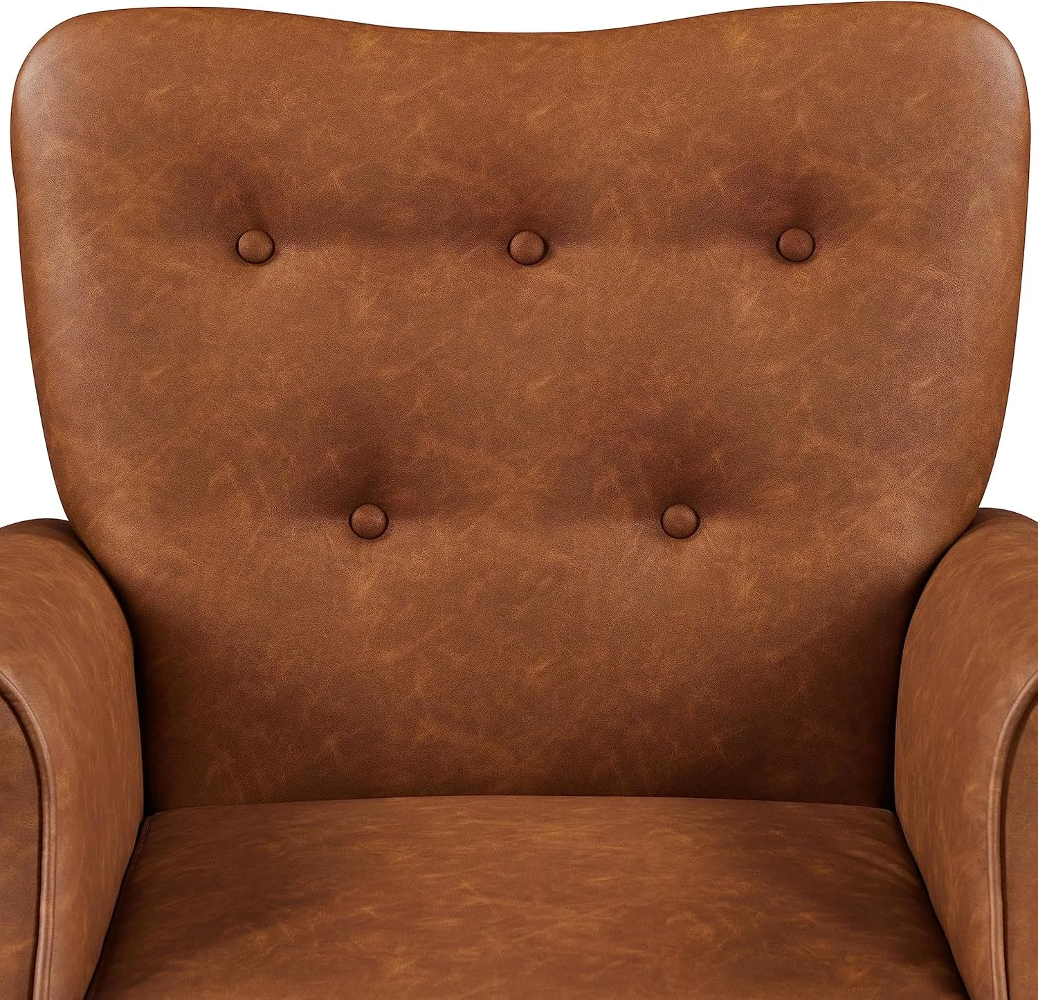 Yaheetech Modern Armchair, Mid Century PU Leather Accent Chair with Sturdy Wood Legs and High Back for Small Space, Upholstered Sofa Club Chair for Living Room/Bedroom/Office, Retro Brown