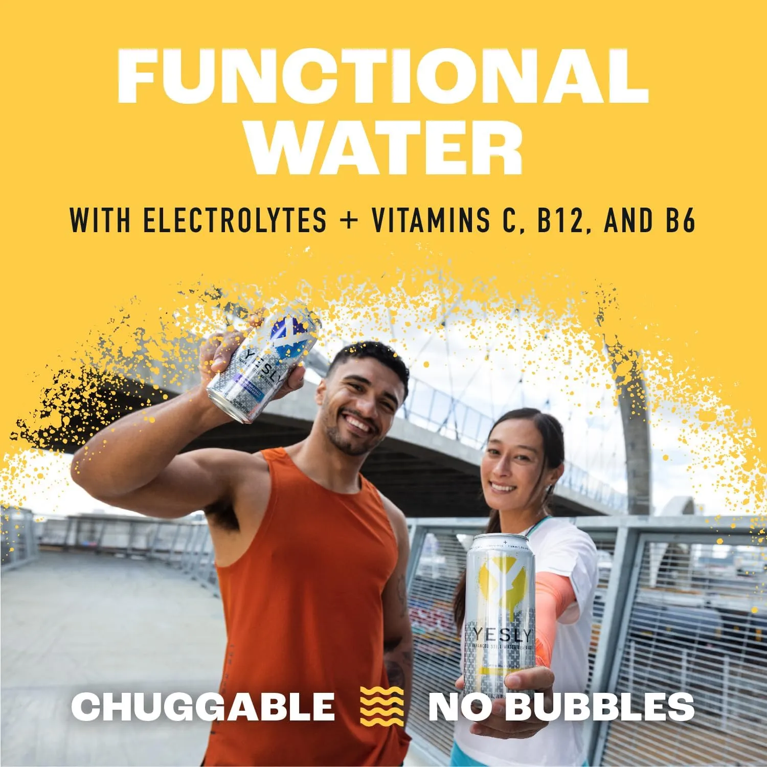 Yesly Functional Water, Variety Pack, Naturally Flavored Still Water with Electrolytes, Magnesium, Potassium, Vitamin C, B6 & B12, Zero Sugar, No Artificial Sweeteners, 16 Fl Oz Cans, 12 Pack