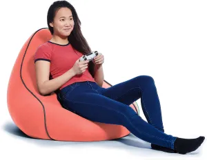Yogibo Lounger Small Bean Bag Lounge Chair for Adults, Kids and Teens, Soft, Plush, Comfy, Sensory, Gaming Beanbag, Washable Cover, Coral
