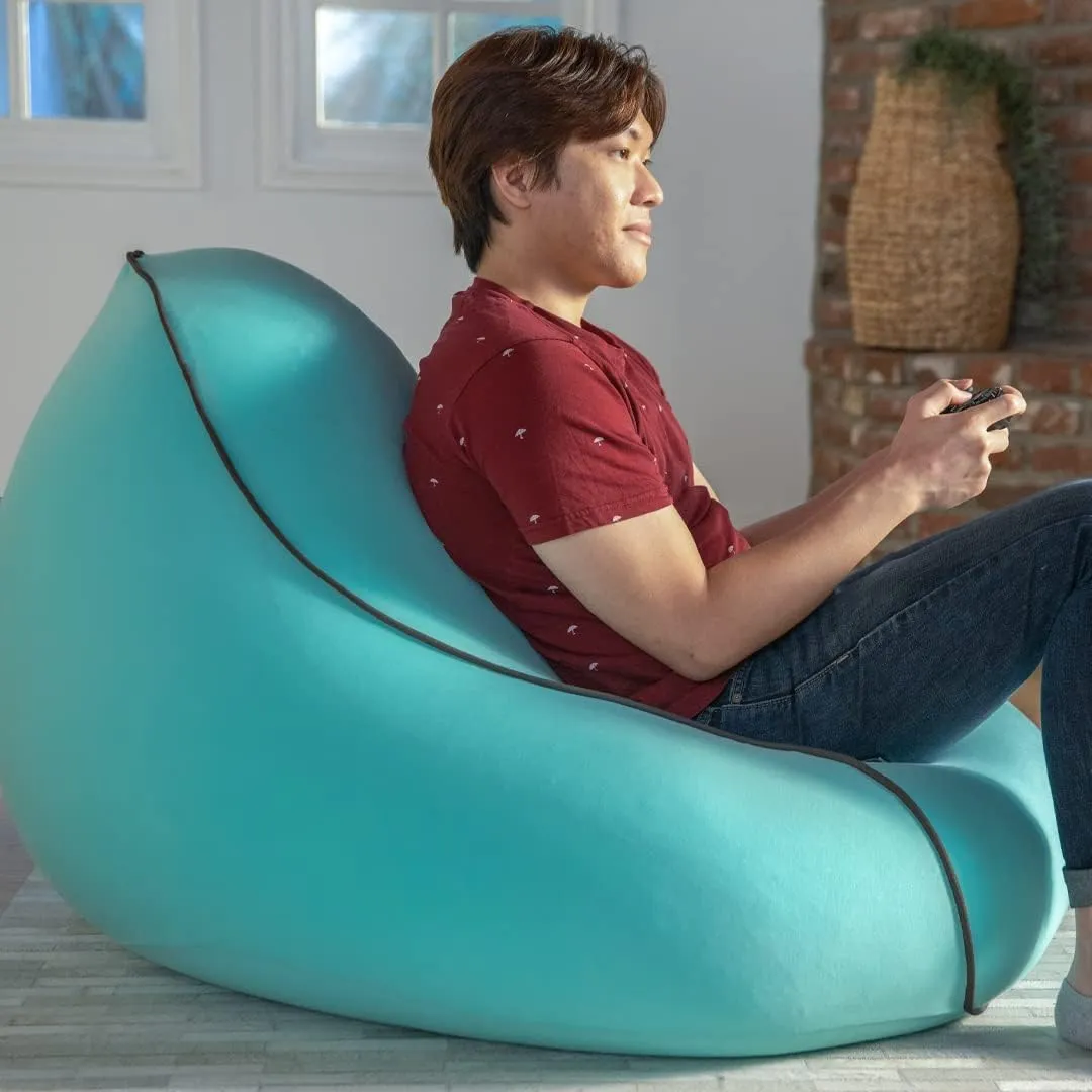 Yogibo Lounger Small Bean Bag Lounge Chair for Adults, Kids and Teens, Soft, Plush, Comfy, Sensory, Gaming Beanbag, Washable Cover, Coral