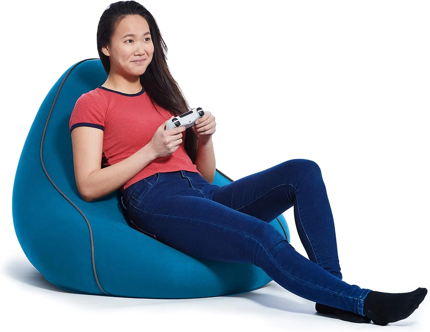 Yogibo Lounger Small Bean Bag Lounge Chair for Adults, Kids and Teens, Soft, Plush, Comfy, Sensory, Gaming Beanbag, Washable Cover, Turquoise