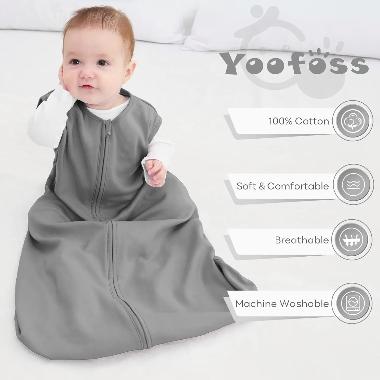 Yoofoss Baby Sleep Sack 0-6 Months Baby Wearable Blanket 100% Cotton 2-Way Zipper Toddler Sleeping Sack, 3 Pack Soft Lightweight Sleep Sacks for Babies