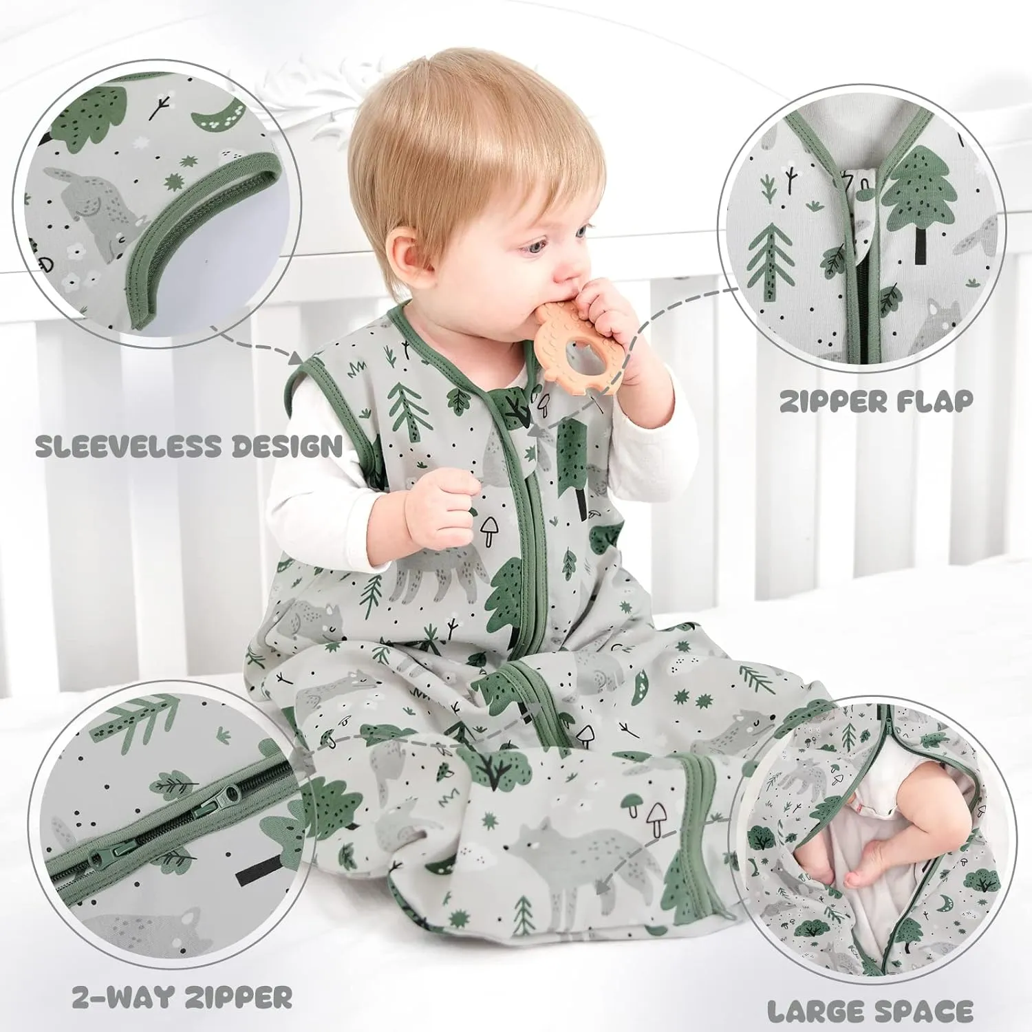 Yoofoss Baby Sleep Sack 0-6 Months Baby Wearable Blanket 100% Cotton 2-Way Zipper Toddler Sleeping Sack, 3 Pack Soft Lightweight Sleep Sacks for Babies