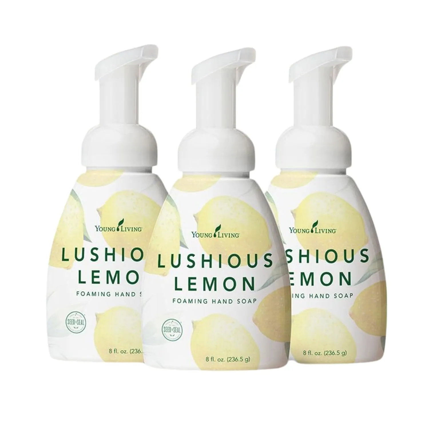 Young Living - Lushious Lemon Foaming Hand Soap 8 fl oz, 3-Pack | Citrusy-Scented Soft Hand Wash | Plant-Based Cleanser with Aloe & Gingko Biloba Moisturizing Formula