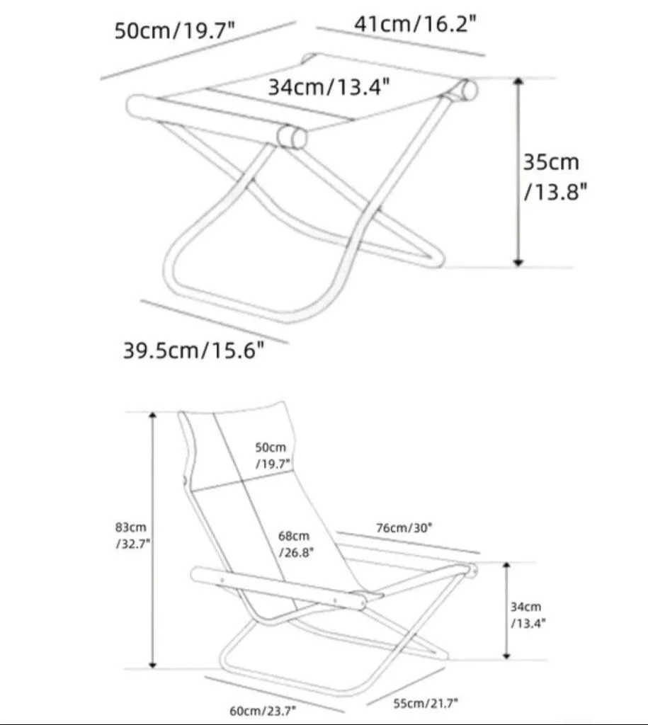 ZELDA Canva Folding Lounger Chair