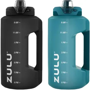 ZULU Half Gallon Leak-Proof Water Bottles with Hydration Tracker and Silicone Staw (1 Pack) - 2 Count, 1774633