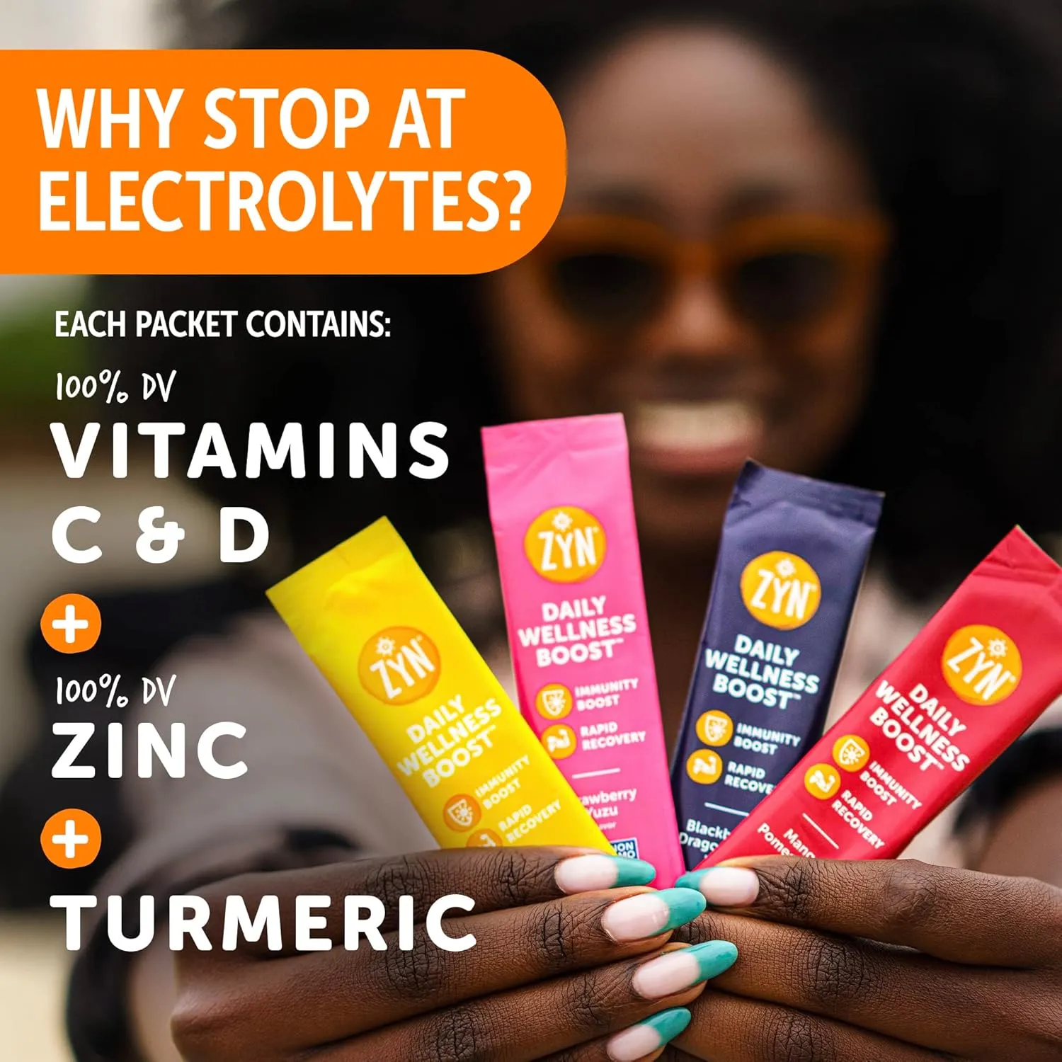 ZYN Electrolyte Drink Mix Hydration Packets, Electrolytes Powder, Hydration Packets w/Turmeric Curcumin, Vitamin C and D, Zinc, Hydrate Electrolyte Powder Packets for Wellness, Variety Pack of 16