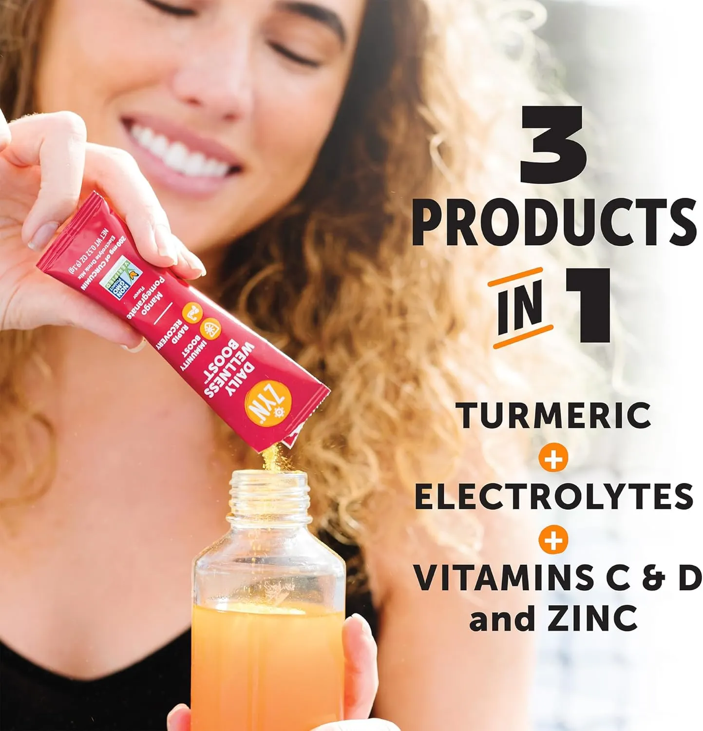 ZYN Electrolyte Drink Mix Hydration Packets, Electrolytes Powder, Hydration Packets w/Turmeric Curcumin, Vitamin C, Vitamin D, Zinc, Hydrate Electrolyte Powder Packets for Wellness, Variety Pack of 8